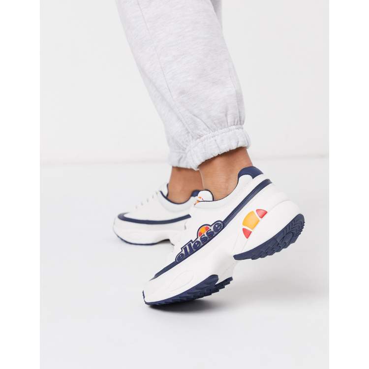 Ellesse Sparta chunky logo sneakers in triple white | ASOS