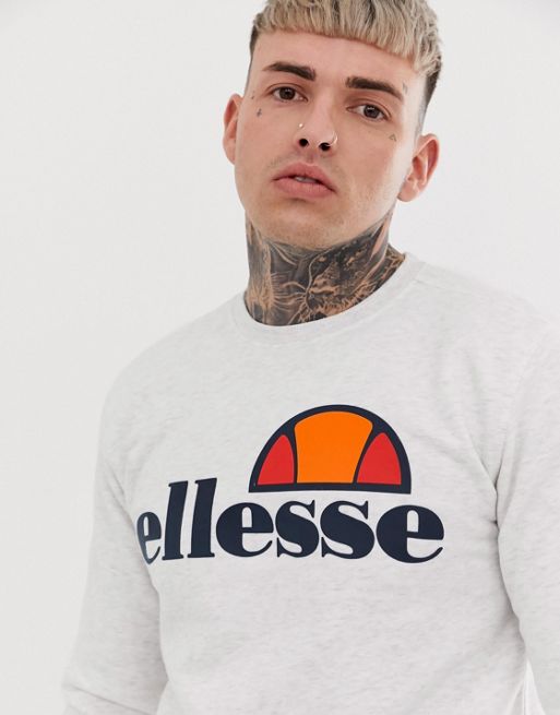 Ellesse Men's Succiso Logo Crew Neck Sweatshirt Athletic Grey Marl