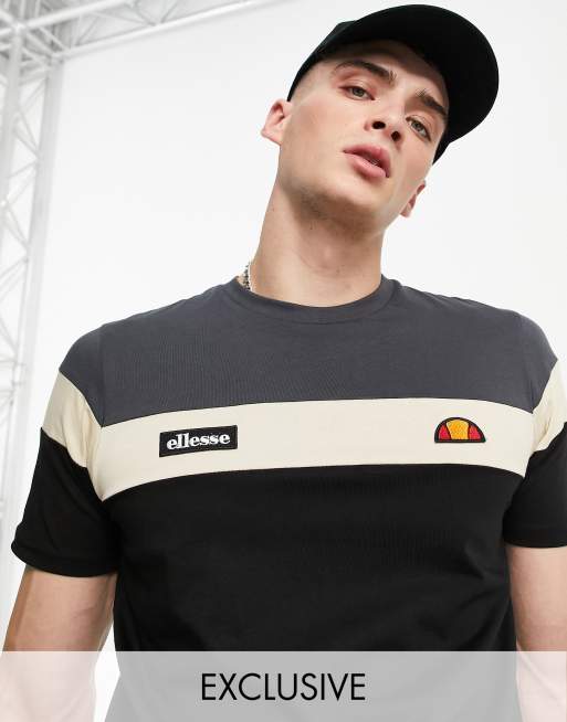 ellesse – Svart och mörkgrå, blockfärgad t-shirt, endast hos ASOS
