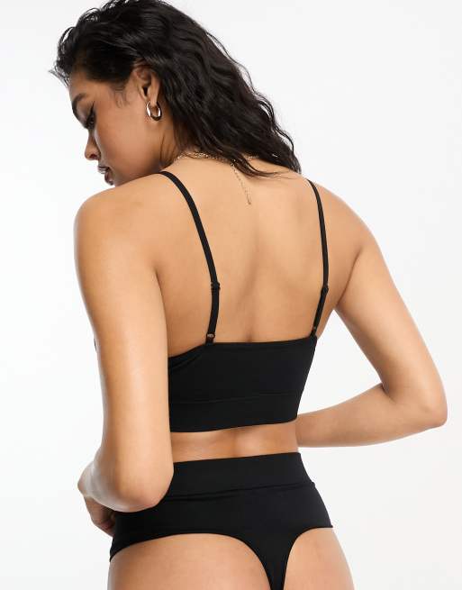 ellesse – Svart sömlöst meshset med bralette och stringtrosa, 2 av 4