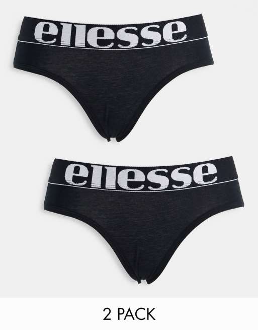 ellesse – Svarta trosor med logga på midjebandet, 2-pack 