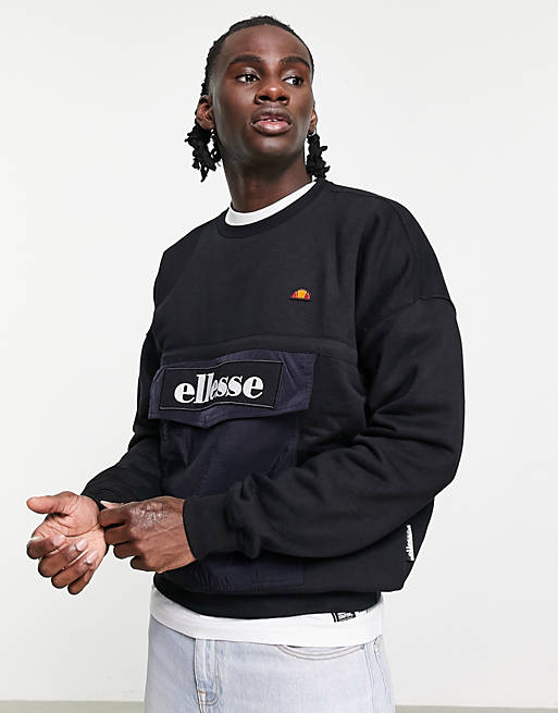 ellesse - Sweatshirt fleece met paneel aan de voorkant in zwart