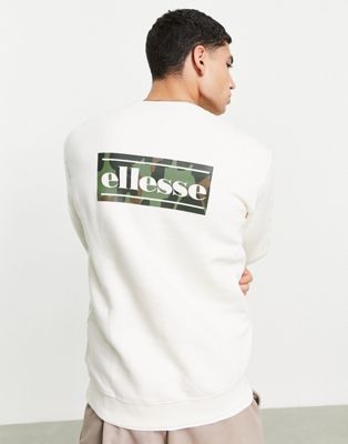 ellesse – Sweatshirt in Ecru mit Logoprint am Rücken-Neutral