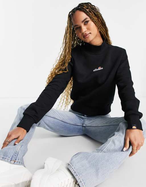 ellesse Sweatshirt in Schwarz mit hohem Ausschnitt ASOS