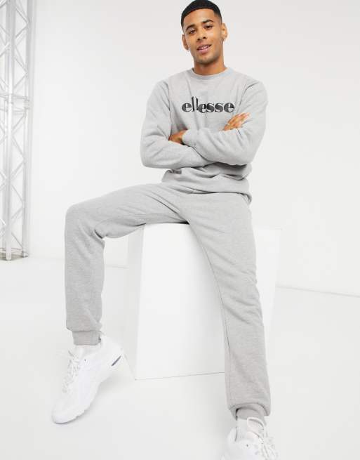 ellesse sweatshirt jogger set in grey