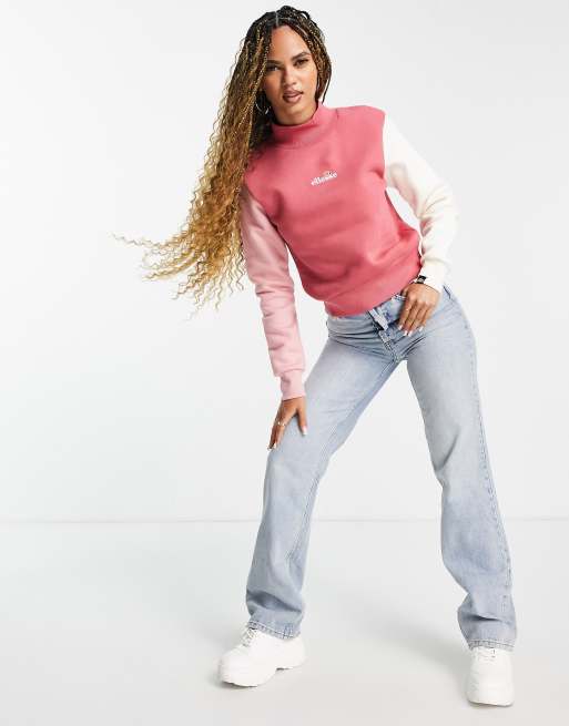 ellesse Sweatshirt mit Farbblock Design in Rosa ASOS