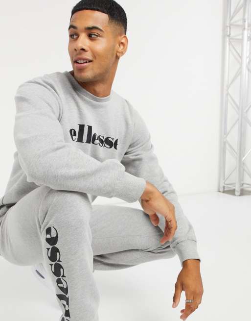 ellesse sweatshirt sweatpants set in gray