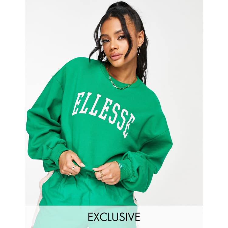 ellesse sweatshirt with balloon sleeve in green