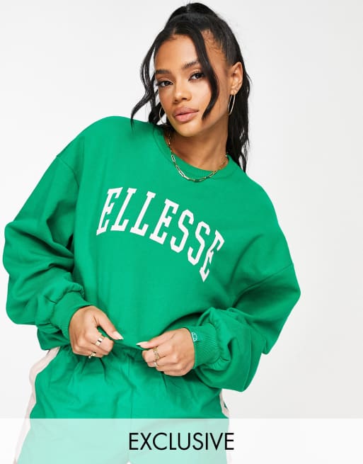 ellesse sweatshirt with balloon sleeve in green ASOS