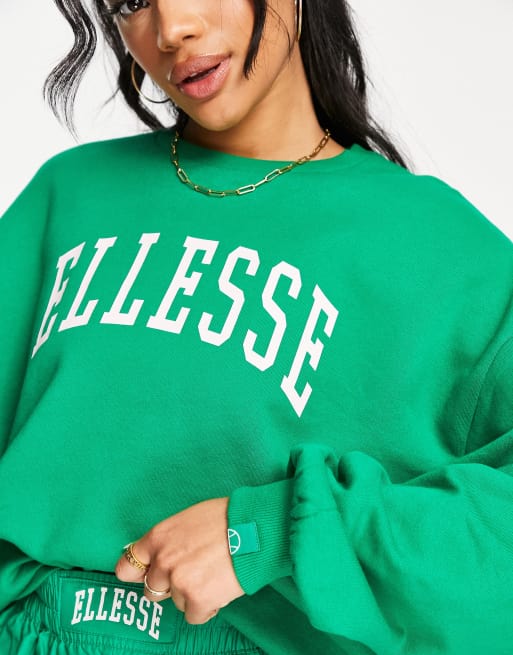 ellesse sweatshirt with balloon sleeve in green