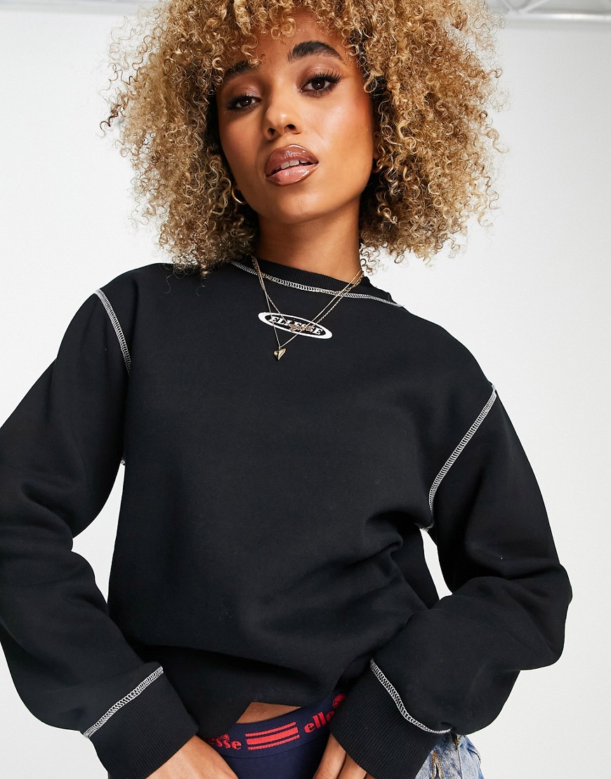 ellesse sweatshirt with contrast stitching in black