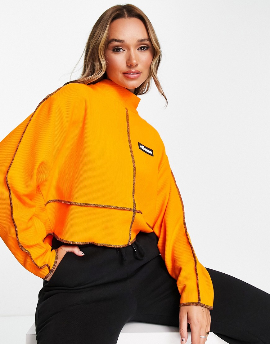 ellesse sweatshirt with contrast stitching in orange