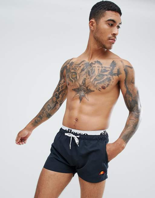 ellesse swim shorts with elastic waistband in black | ASOS