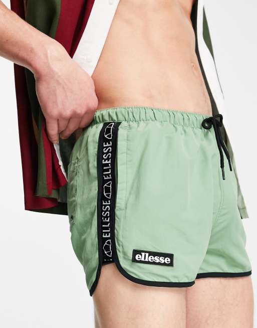 ellesse swim shorts with taping in khaki, 4 of 4