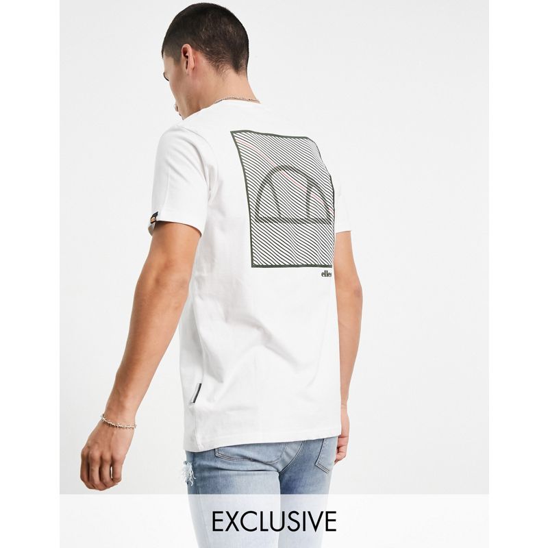 Uomo QrHMW ellesse - T-shirt bianca con stampa sul retro in esclusiva per ASOS