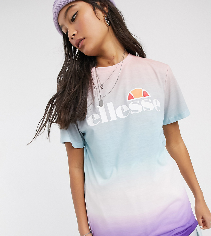 Ellesse - T-shirt met logo en vervaagde regenboogprint, combi-set-Multi