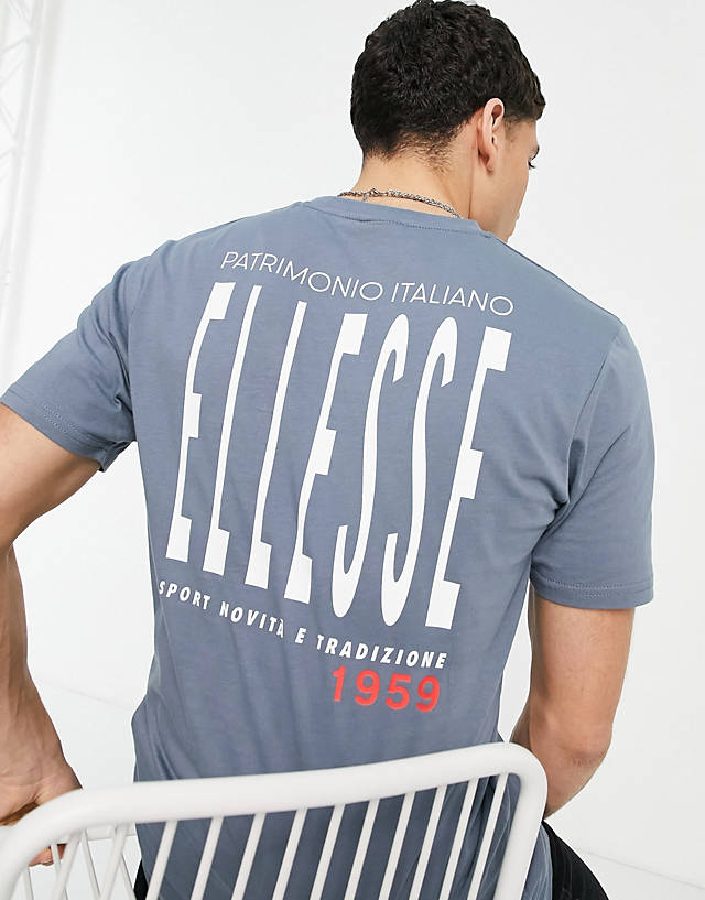 ellesse - t-shirt with back print in blue