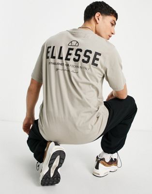 ellesse t-shirt with back print in tan