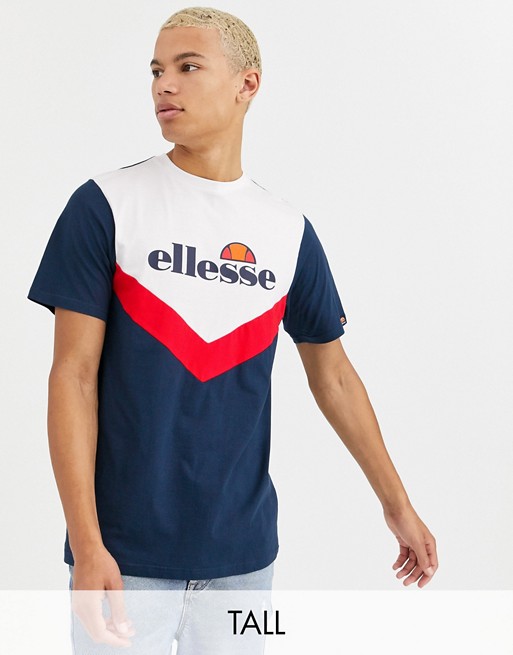 ellesse Tall Albico chevron block t-shirt in navy exclusive at ASOS