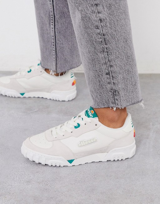 Ellesse Tanker cupsole trainers in white and teal