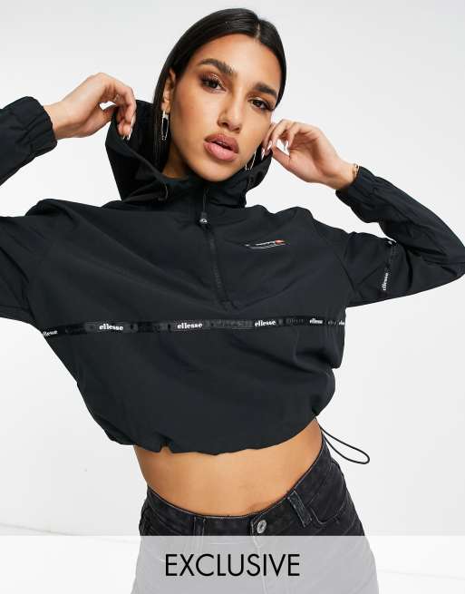 ellesse tech cropped track top with taping in black - exclusive to ASOS
