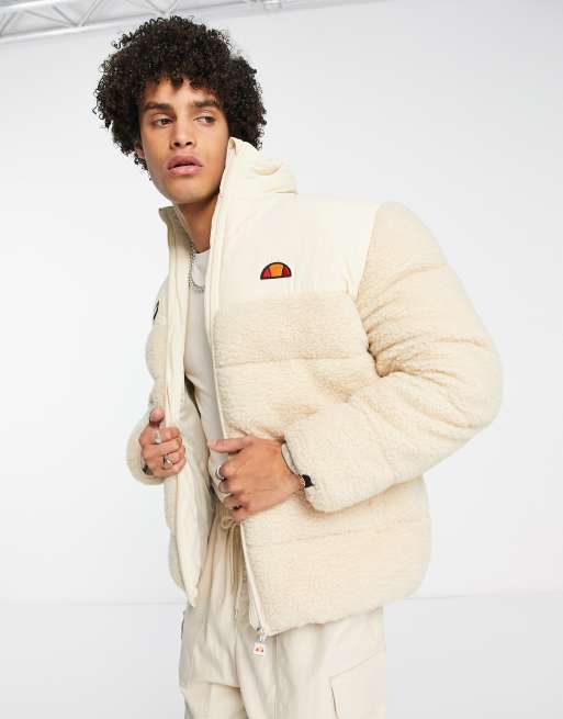 mit Teddy-Steppjacke Blockfarbendesign ASOS | Ecru ellesse in –