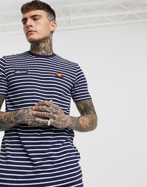 ellesse Theron striped t-shirt in navy