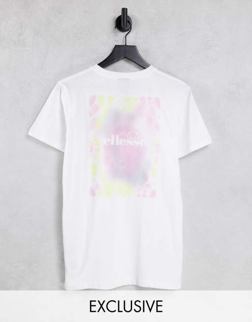 ellesse tie dye back print t shirt in white ASOS