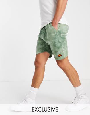 ELLESSE TIE DYE SHORTS IN KHAKI-GREEN SAS13649 HEADIE GREE