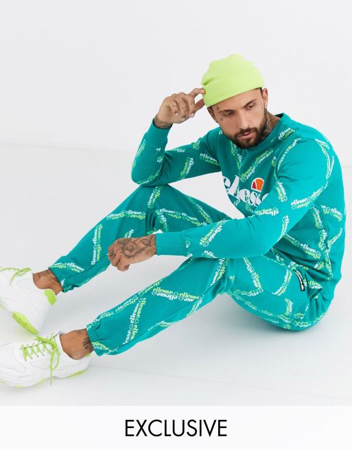 ellesse all-over print co-ord in teal exclusive at ASOS, 3 of 3