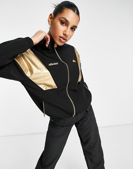 ellesse track top in black and gold- exclusive to ASOS