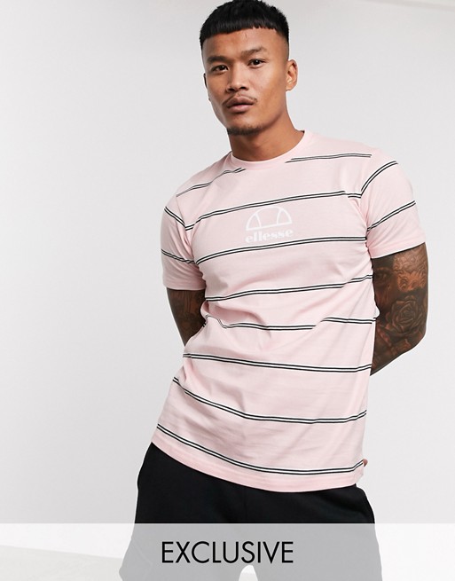 ellesse Travisa striped t-shirt in pink exclusive at ASOS