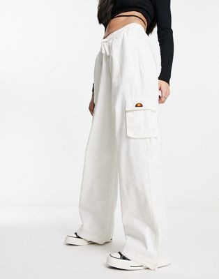 ellesse Trazzal oversized track pants in off white