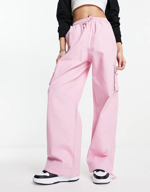 Pink and white online track pants