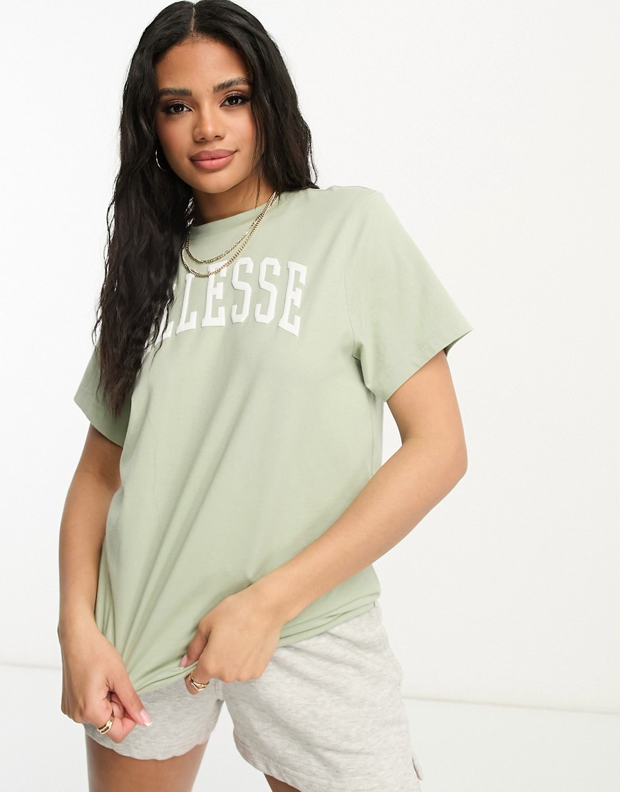 ellesse Tressa t-shirt with collegiate logo in light green
