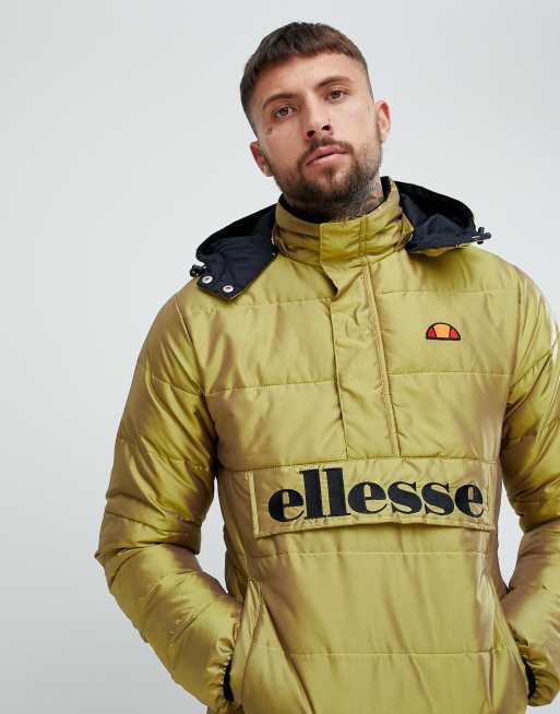 sokken tuberculose helaas ellesse Trillini padded iridescent overhead jacket in gold | ASOS