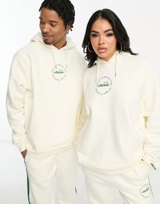 Ellesse unisex community club oversized hoodie in off white