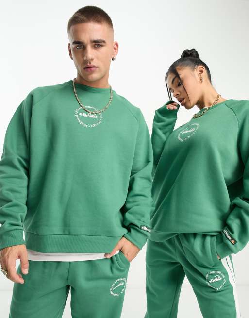 ellesse – Unisex-Sweatshirt in Grün mit Oversize-Schnitt und „Community Club“-Print