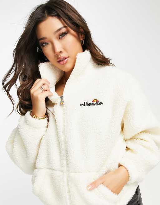 ellesse Veste en polaire et imitation peau de mouton avec fermeture clair Blanc cass