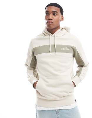 ellesse Ellesse Vierian stripe logo hoodie in beige-Neutral