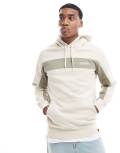 ellesse Vierian stripe logo overhead hoodie in beige-Neutral