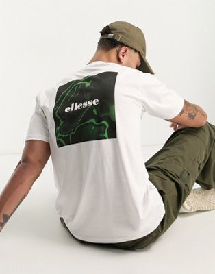 ellesse Vipera t-shirt with back green acid print in white