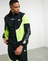 ellesse x Smiley paneled tracksuit in black/green | ASOS