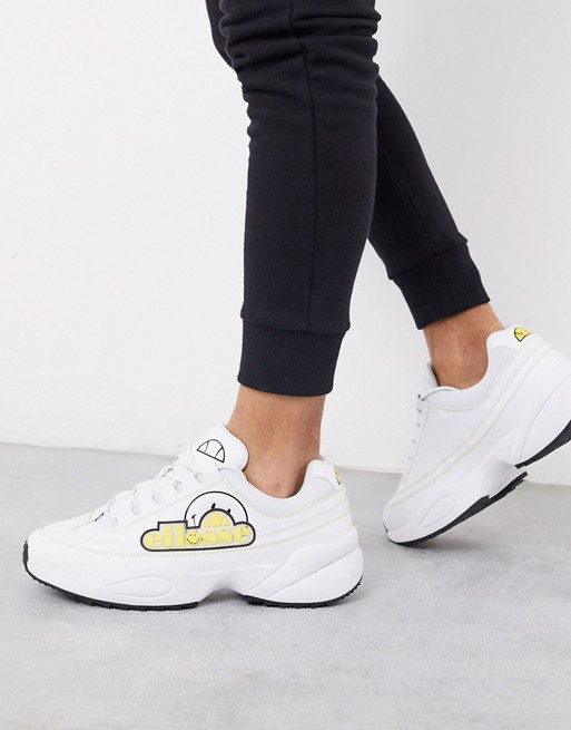 Ellesse x smiley sparta chunky trainers in white
