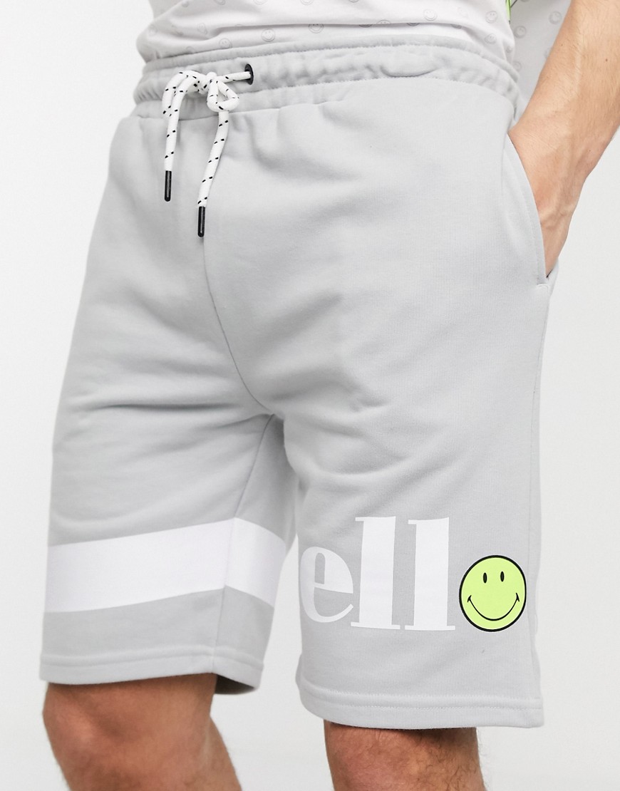 ellesse x Smiley Tallegro sweat shorts in light grey