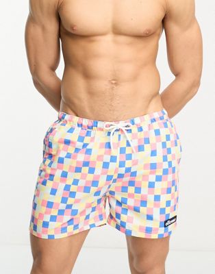 ellesse Yves swim shorts in multi coloured square print