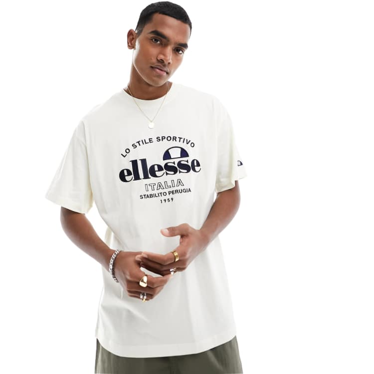 ellesse Zalenti chest logo t-shirt in off white | ASOS