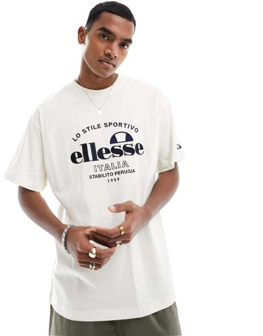 ellesse Zalenti T Shirt in gebrochenem WeiB mit Brust Logo ASOS