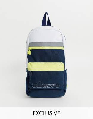 Ellesse Zalio drop bag in navy/white exclusive at ASOS