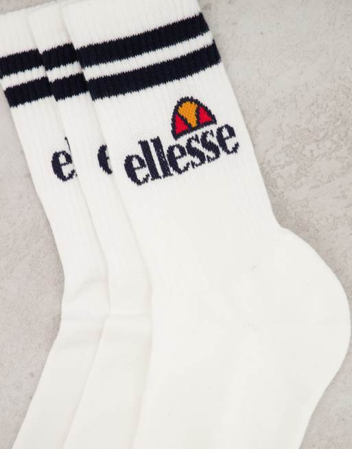 ellesse – Zestaw 3 par białych skarpetek z paskami i logo, 3 z 4